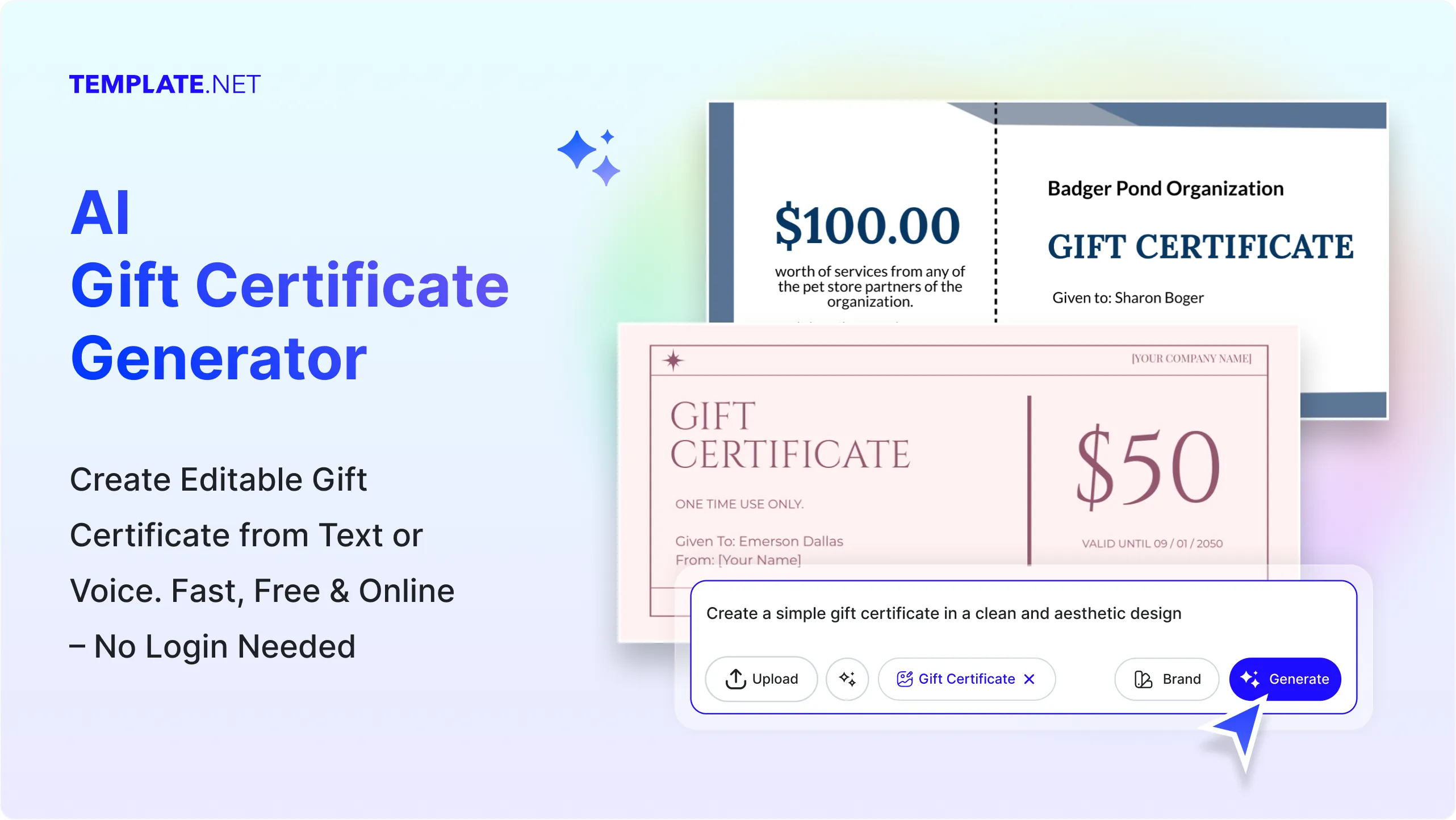 Free AI Gift Certificate Generator, Free Gift Certificate Maker Online